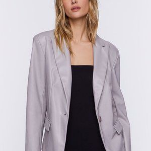 FOREVER 21 GRAY FAUX LEATHER JACKET